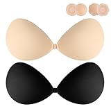 KAUND Sticky Bra Push Up: Self Adhesive Invisible Bra for Gather Breast - Strapless Backless Bras for Women Dress A