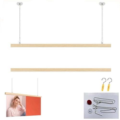 Sistema de riel de madera para colgar cuadros con clips de pósteres ajustables 2