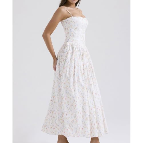 Image of Women's Long Halter Dresses Square Neck Ruffle Hem A-Line Suitable for Coctail Club Night Out Dresses