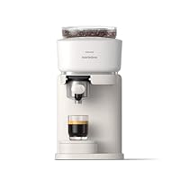 Philips Baristina Espressomaschine - Real Espresso, made simple, Kompakte Kaffeemaschine, Naturweiß mit naturweißem Siebträger, 16-bar-Pumpendruck, automatisches Mahlwerk, Cafe Crema (BAR300/00)