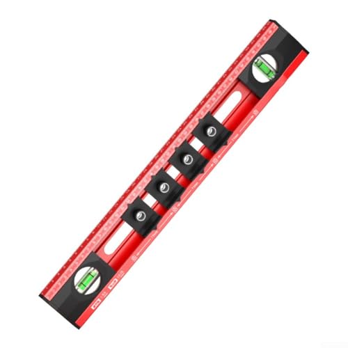 Plantilla de perforación para enchufes, regla de nivel de posicionamiento de agujeros con orificio de 4,8 mm, aleación de aluminio para nivel de burbuja para electricista, rojo y negro, 410 mm