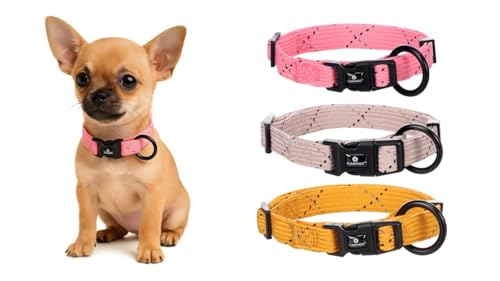 Hundehalsband – Puppy Dolly Rosa XXS 15–25cm – verstellbar – reflektierend – Nylon – für Welpen – Flamingo