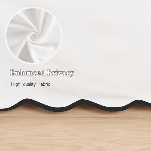 HIG Off-White Chic Full Bed Skirt - Easy Fit Scallop Edge Pleated Bedskirts, 14 Inch Drop Anti-Slip Dust Ruffle, Thick Fabric for Enhanced Privacy, Pre-Washed for Long-Lasting Use(N60022)