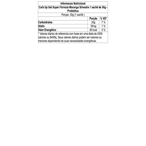 Probiótica Carb Up Gel Super Fórmula Morango Silvestre 1 Sachê De 30G -