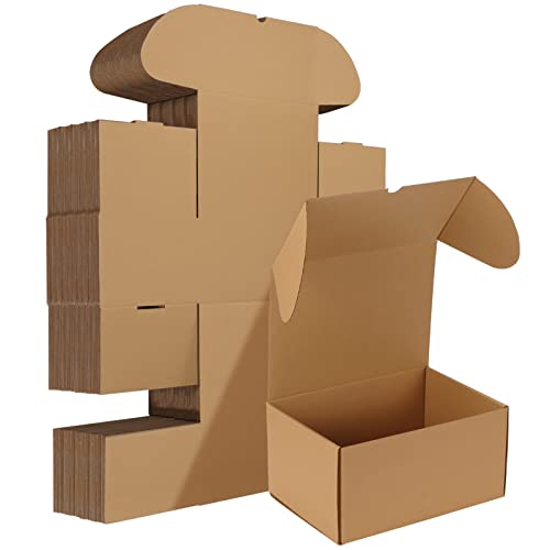 Image of HORLIMER 10x7x5 inches Shipping Boxes Set of 20, Brown Corrugated Cardboard Box Literature Mailer
