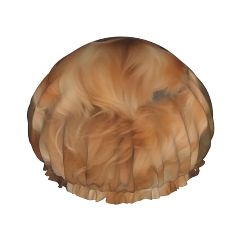 Golden Retriever - Gorro de ducha para mujeres y hombres, grande, reutilizable, doble capa, impermeable, con banda elástica, para todos los peinados, apto para viajes