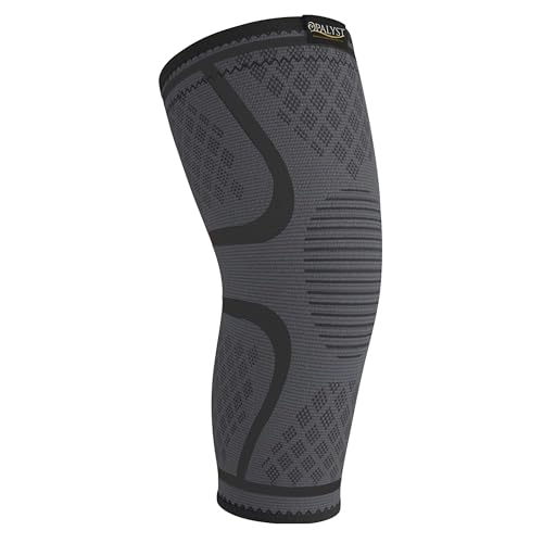 Single Black Striped Adjustable Knee Sleeve – Large, High-Elastic Compression for Pain Relief, Injury Recovery, Arthritis, Meniscus & Ligament Tears – Breathable, Stabilizing, Unisex.