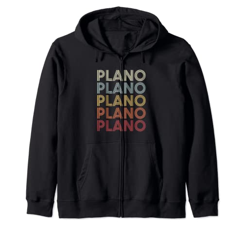 Plano Texas Plano TX Retro Vintage Text Zip Hoodie