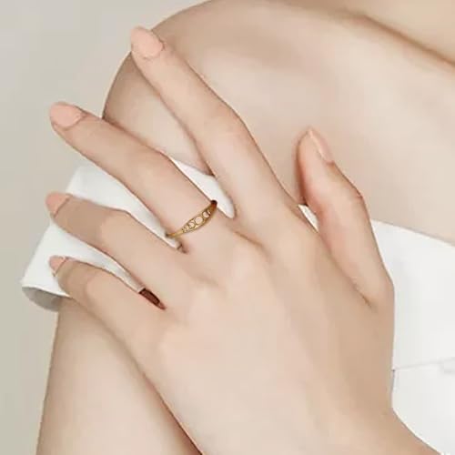 Minimalist Stainless Steel Moon Rings, Moon Phase of the Wedding Statement Promise Anniversary Band Ring for Women2