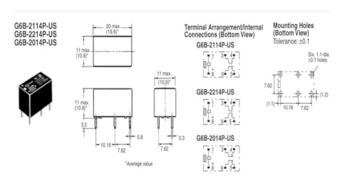 Relé de 6 pines G6B-2214P-US 12VDC componente electromecánico miniatura 2