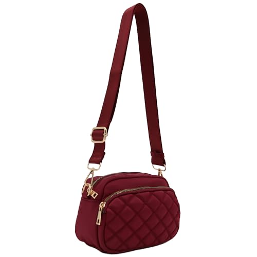 Image of FashionPuzzle Quilted Nylon Crossbody Bag with Wide Strap