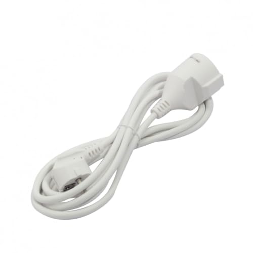 Levitantes Cable de Corriente eléctrico 2 Metros 16A 250V- 2P+E, Cable alargador H05VV-F 3G1.5mm² - Prolongación Enchufe schucko/alargador, Hembra a macho Blanco (2 Metros)