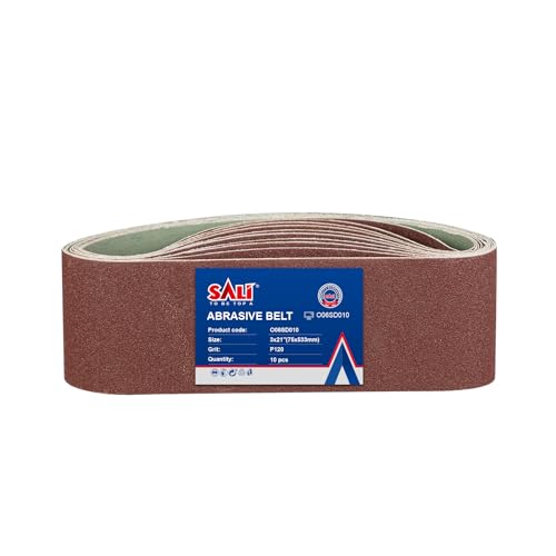 SALI Schleifbänder 10 Stück 75 x 533 mm Schleifband Körnung 120 Bandschleifpapier für Bandschleifer Schleifmaschine zum Holz Metall Schleifen, Feilen, Schärfen und Entrosten
