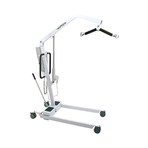 Sollevamalati elettrico per spostare in modo sicuro anziani e disabili, Sollevatore per disabili e anziani dotato di alimentatore elettrico con ruote. Consente di spostare in tutta sicurezza il paziente allettato facilitando il compito di chi presta assistenza al malato. Portata massima 150kg.