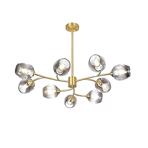 Lustre en verre bleu gris 18T suspension réglable pour salon