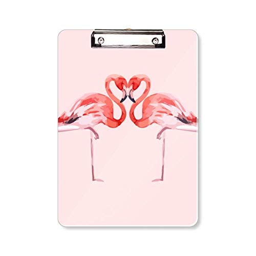Porte-bloc A4 flamant rose rigide avec pince métallique robuste