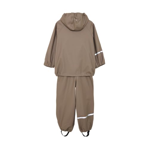 Image of CeLaVi European Kids Rain Suit for Boys Girls with Detachable Hood, Waterproof 2 Pcs Rain Jacket w /Pants or Dungarees
