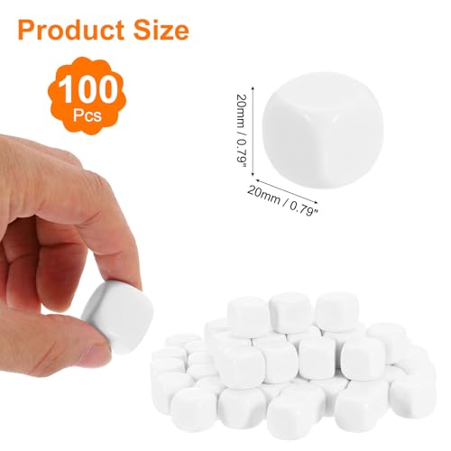 Cubos blancos en blanco de 2 cm con esquinas redondeadas y superficie lisa para grabar 3