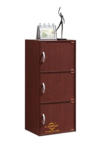 Image of CASPIAN 2 Door Shoe Rack Cum Cabinet (Walnut Brown) | Engineered Wood Pre Assembled Furniture | Storage Organizer for Indoor /Outdoor Use | 3 Shelves, Door Lock & Drawer | Wooden Shoe Racks for Home