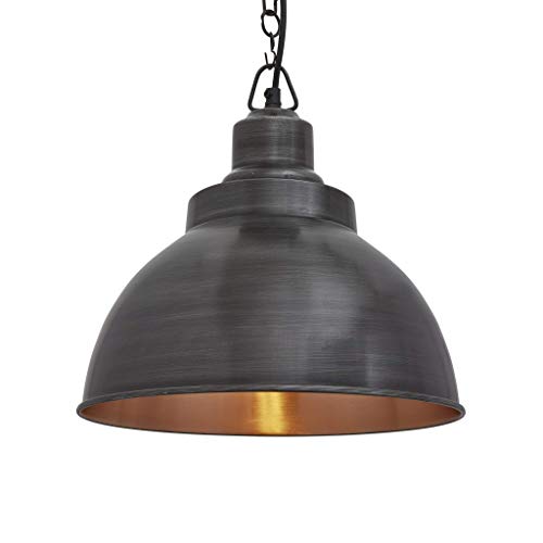 Industville - Brooklyn Dome Pendant - 13 Inch - Ceiling Light - Light Shade - Black/Copper Colour - Pewter/Copper/Brass Material - 30.5 CM X 33 CM X 33 CM