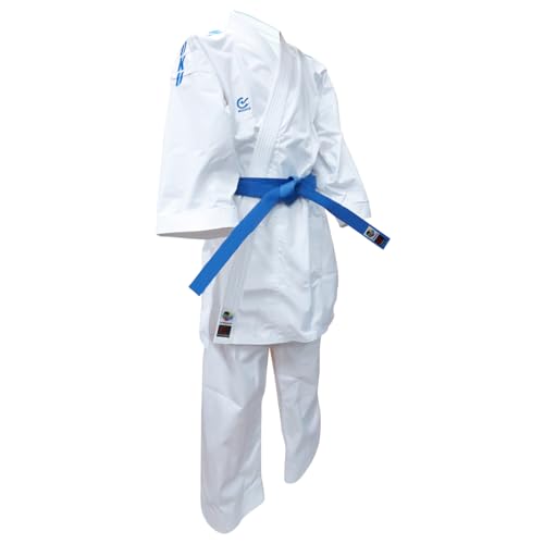 Kimono karaté enfant Playwell bleu 170g pour éviter la transpiration excessive en compétition Kumite