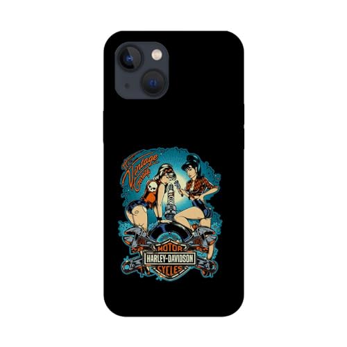 Custodia in silicone morbida trasparente per Apple iPhone stampata in Francia, Harley Davidson Vintage (iPhone 13)