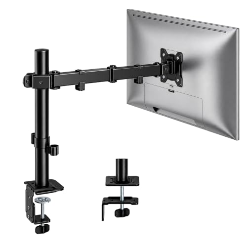 Image of monTEK Extra-Long Single Monitor Mount for 17-32 inches Screen, Fully Adjustable Articulating Desk Monitor Stand up to 22lbs Capacity, Computer Mount with C Clamp and Grommet Base, Max VESA 100x100mm