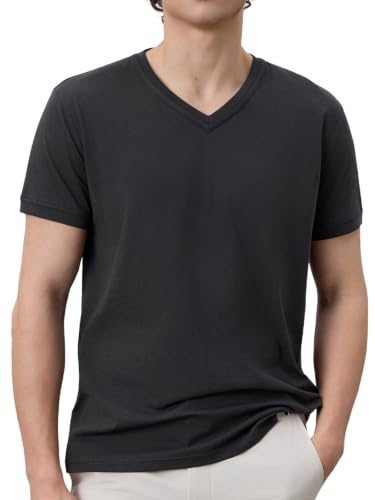 Mega Tshop 100% Cotton Short Sleeve T Shirt for Men Women 3.8 oz OE Yarn Breathable Regular Fit Unisex V-Neck Tee for Summer Unexplored XL
