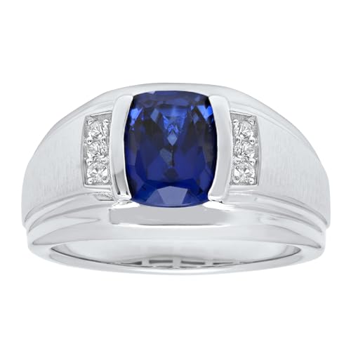Men’s 925 Sterling Silver Blue and White Sapphire Fashion Ring Sophisticated Style Statement