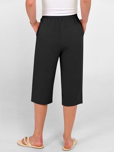 Image of ANRABESS Womens Wide Leg Capri Pants Elastic Waist Casual Loose Lounge Trousers 2026 Summer Flowy Beach Vacation Clothes