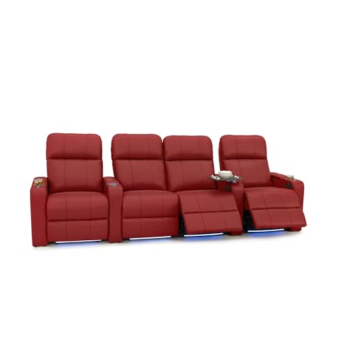 Image of Seatcraft Monterey Home Theater Seating Red Row of 4 Middle Loveseat