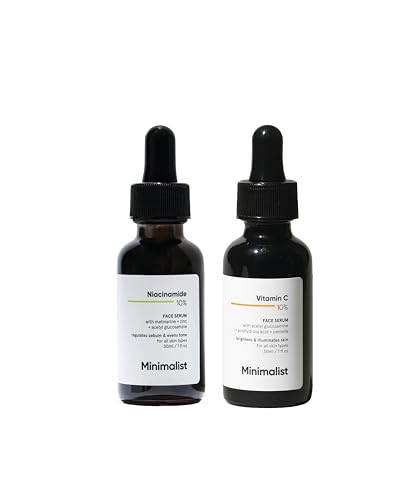 Image of Minimalist Niacinamide 10% + Vitamin C 10% Face Serum Bundle | Acne Marks, Dark Spots, Oil Control & Brightening | For Oily & Acne Prone Skin | 30ml + 30ml