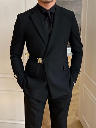 Men's Formal Black Fashion Suit Classic Fit 2-Piece Banquet Commuting Every-Day2