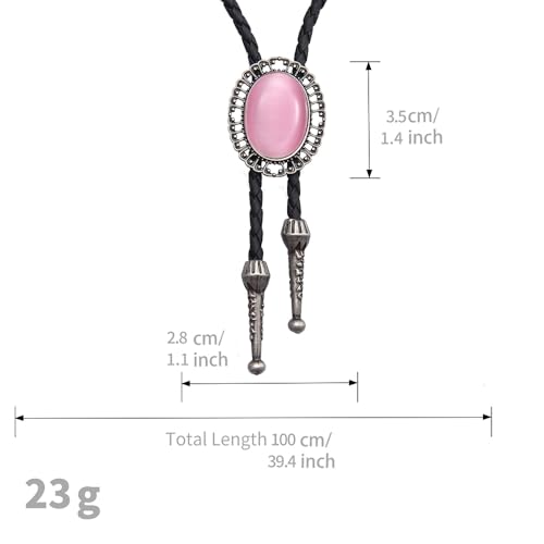 Image of AZORA Western Cowboy Bolo Tie Men Leather Necktie Leather Cord Turquoise Stone Bolo Ties for Men Women
