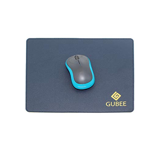 GUBEE Mouse Pads 270x220x2mm, PU lederen Gaming Mouse Mat, waterdichte anti-slip PU gladde muismat ontwerp voor kantoor, thuis en reizen (donkerblauw/geel)
