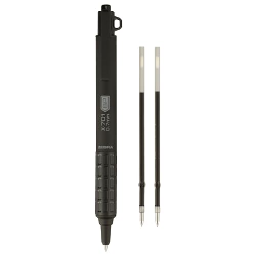 Zebra Pen X-701 Tactical Ballpoint Pen with Bonus Refills, Fine Point, 0.7mm, Black Ink, 1-Count (29811)