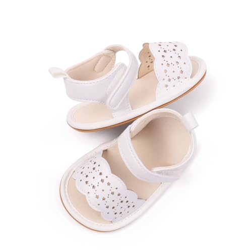 Image of HsdsBebe Baby Girls Sandals Bohemia Flower Bow Soft Sole Toddler First Walkers Beach Summer Shoes