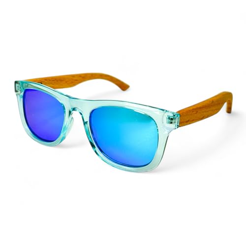 Sun Valley Kids Polarized Sunglasses Wood Frame Mirrored for Boys & Girls with UV Protection (Blue)