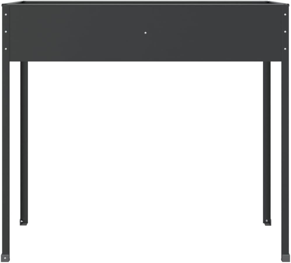 vidaXL Galvanized Steel Garden Planters Anthracite - Handy Outdoor Raised Bed for Plants, Herbs & Flowers, Decorative Stand for Patio, Deck & Balcony