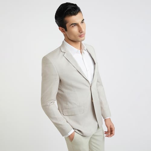 Image of Parx Men's Urban Fit Pure Terylene Notch Lapel Print Pattern Full Sleeve Casual Blazer