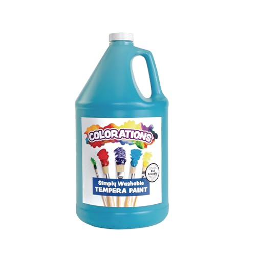 Colorations Paraben-Free Washable Tempera Paint for Kids - 1 Gallon Value Size. Vibrant Turquoise. Non-Toxic and Made in The USA