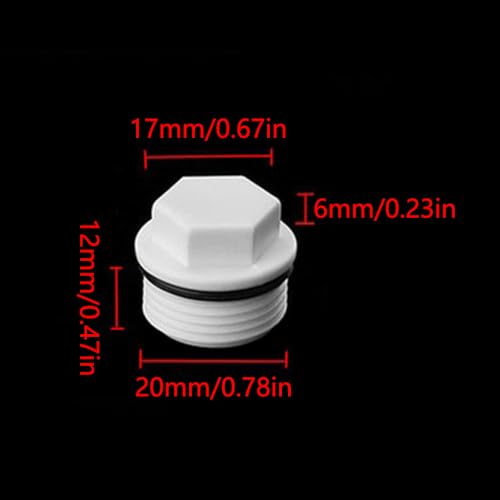 SEIWEI 5 Pcs Hexagonal 1/2" Male Thread PPR Pipe Fitting End Caps Connector Plug (White) - Image 2