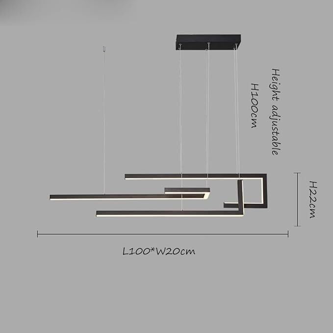 Lampe à intensité variable suspendue rectangulaire moderne avec lustre de plafond réglable - 7