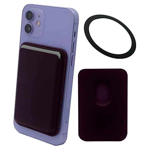 Meroqeel Magnetic Card Holder for Back of Phone, Leather Cell Phones Case with Strong Magnet for Credit Card for iPhone 14/13 / 12 Mini, Plus, Pro and Pro Max Series - Deep Purple