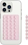 Silicone Dual-Sided Strong Suction Cup Phone Case Detachable Mount - Hands-Free for Selfies & Videos, Reusable Fidget Sticky Grip,Easy to Clean Phone Holder for iPhone/Android, 3.74"x2.17"(Pink)