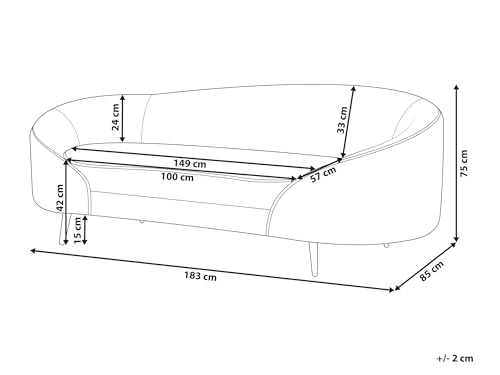 Beliani 3er Sofa Samt rosa gebogen oval mit goldenen Metallbeinen Retro Glamourös Savar – Bild 4