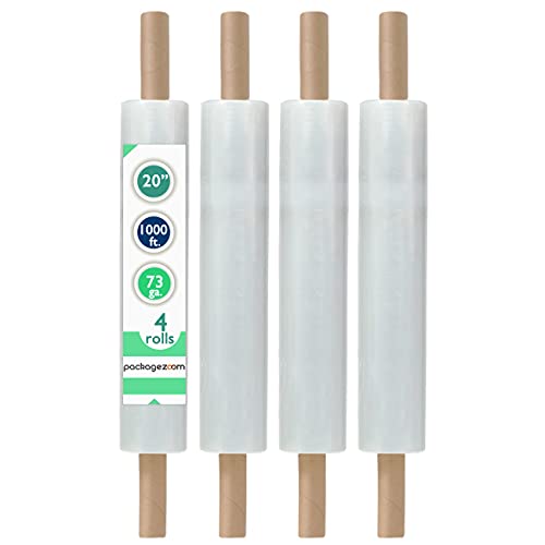 PackageZoom 20 inch x 1000 Ft Stretch Wrap with Handle 73 Gauge Moving Supplies Stretch Wrap Pallet Stretch Film 4 Packs