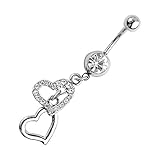 Doble corazón con pedrería colgante barras de vientre anillo con ombligo piercing en el ombligo joyas elegantes y populares atractivas y profesionales