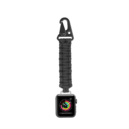 Outdoor Activities Strap Compatible with iWatch Bands Series Ultra 2 Ultra SE 9 8 6 5 4 3 2 1 Fob Tactic Clip Fob for Apple Watch Band 38mm 40mm 41mm 42mm 44mm 45mm 49mm (42/44/45/49, black)