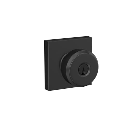 Image of Schlage F51A BWE 622 COL Bowery Door Knob with Collins Trim, Keyed Entry Lock, Matte Black